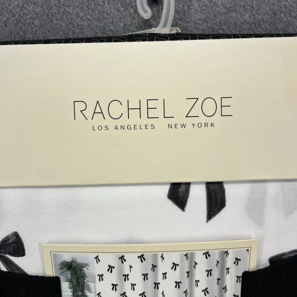 Rachel Zoe Shower Curtain White Black‎ Bows Fabric 72